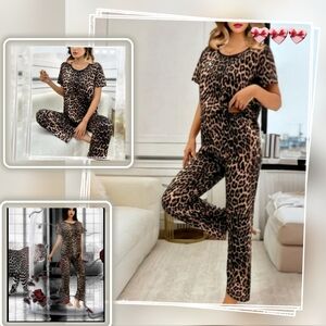 New Leopard Top Pant Set Lounge 2 pc xl